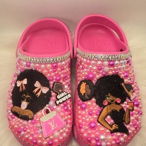 CROCS Pink Beaded Kids Slippers